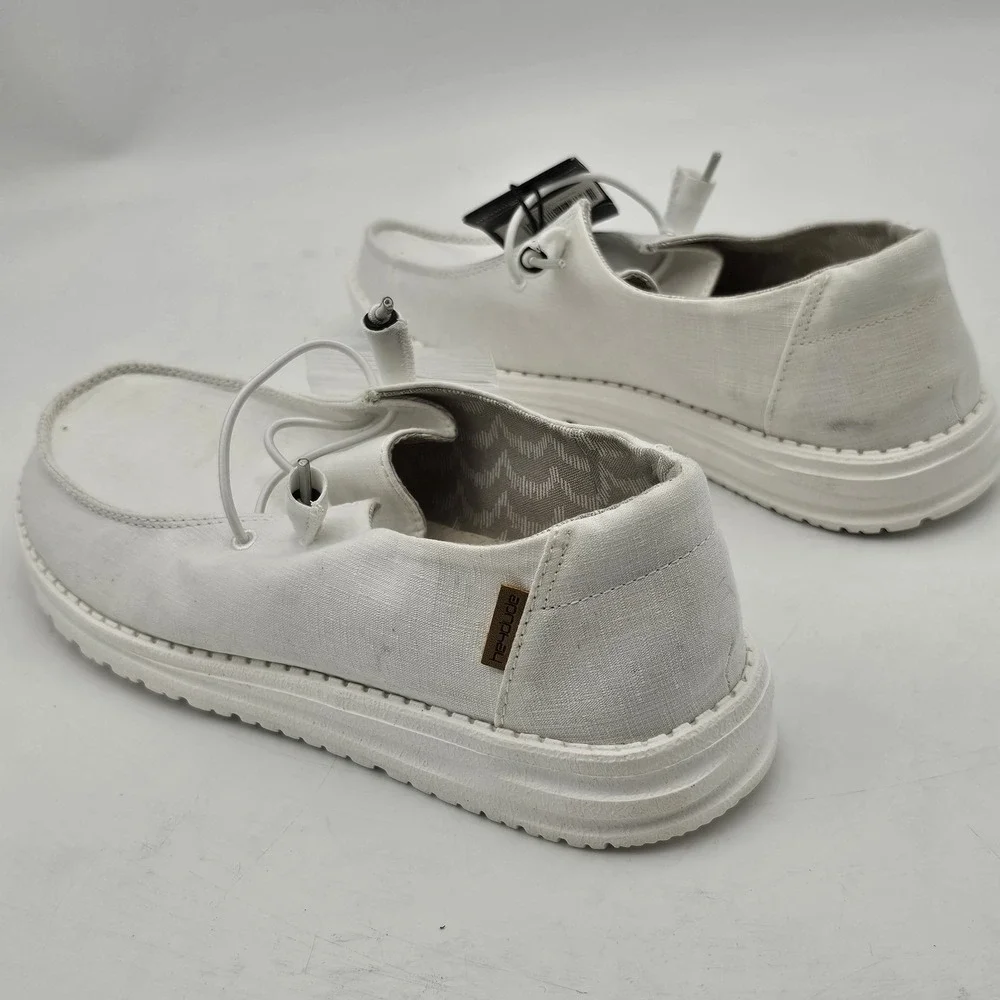 Hey Dude Wendy Chambray White Slip on Shoes Casual Women Size 10